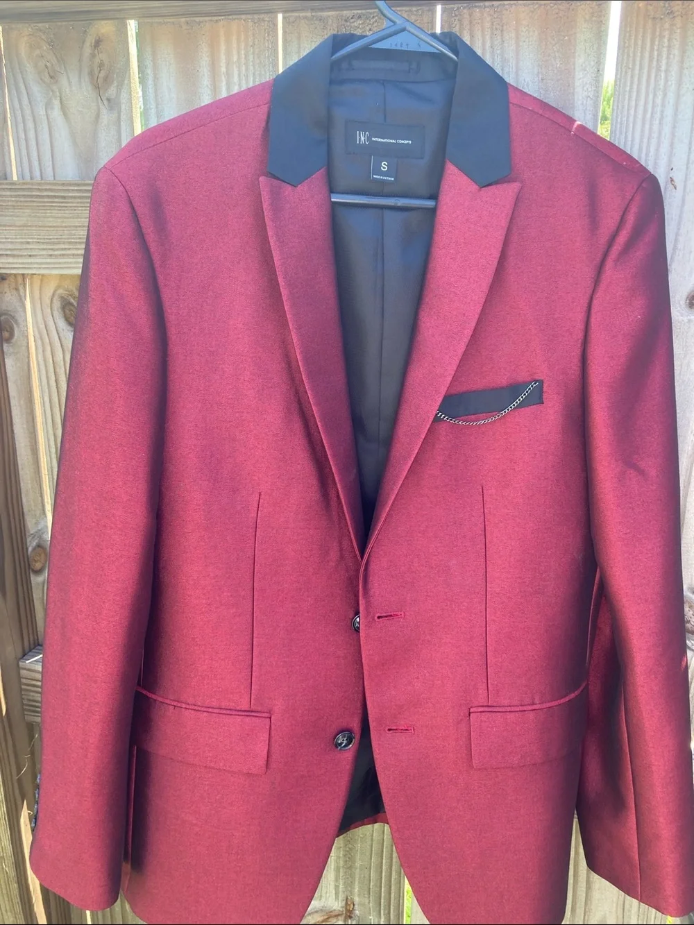 INC International Concepts Wine Red Blazer with Black Trim & Matching Pants